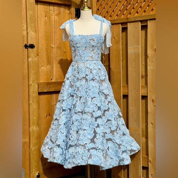 🆕 BRONX & BANCO 🧿 NWOT Sabrina Blue Midi Dress, Sz S - US 4 - Picture 5 of 17